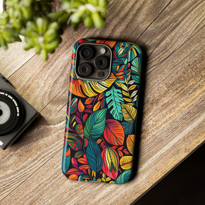 Colorful Tropical Leaves Phone Case — Vibrant Botanical Protective Cover