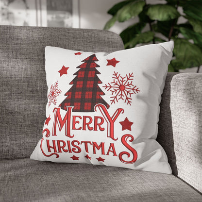 Christmas Plaid Tree Pillowcase — Merry Christmas Decorative Throw Pillow Cover