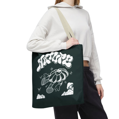 Nature Flower Tote Bag — Retro Smiling Daisy Graphic Tote