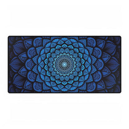 Blue Mandala Desk Mat — Large Yoga-Inspired Gaming Mouse Pad