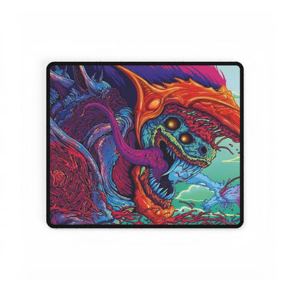 Psychedelic Monster Desk Mat — Colorful Skull Creature Gaming Mouse Pad