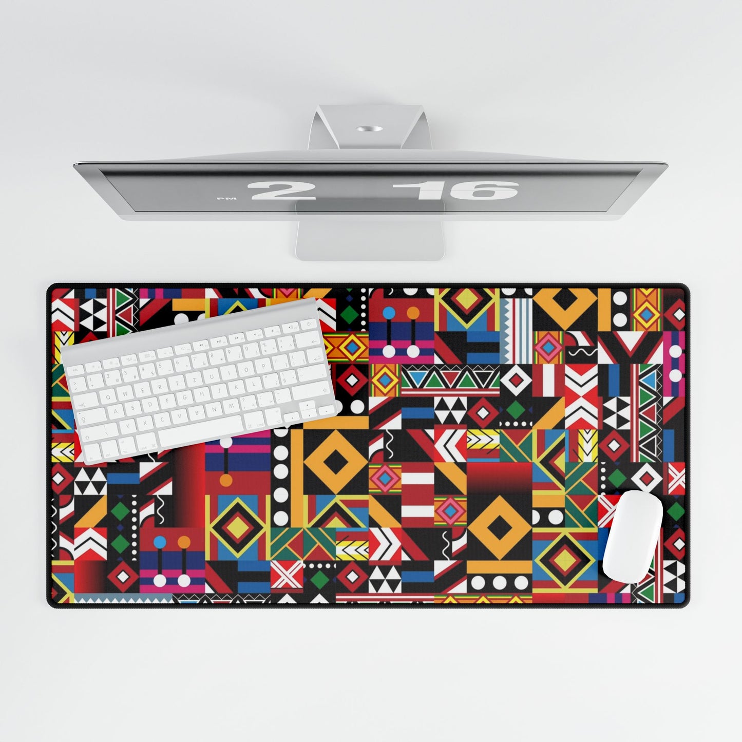 Vibrant Geometric African Pattern Desk Mat — Extra-Large Mousepad