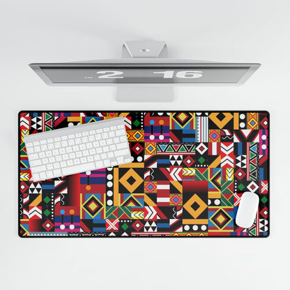Vibrant Geometric African Pattern Desk Mat — Extra-Large Mousepad
