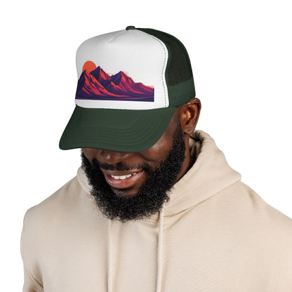 Mountain Sunset Trucker Cap — Retro Peaks Mesh Hat