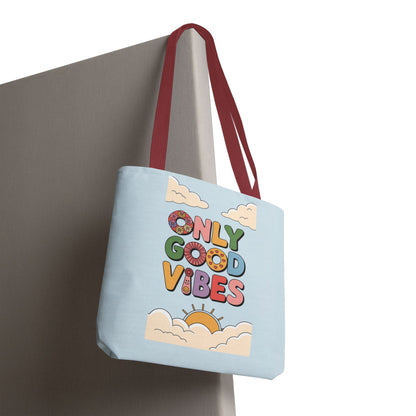 Only Good Vibes Tote Bag — Retro Sunny Peaceful Graphic Canvas Tote
