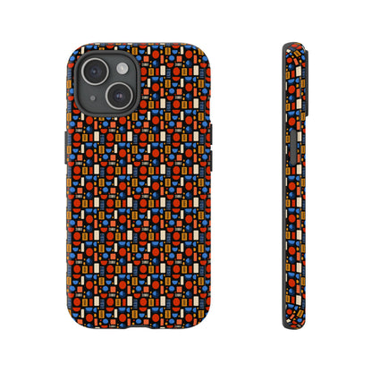 Geometric Retro Mosaic Tough Phone Case — Durable Colorful Protective Cover