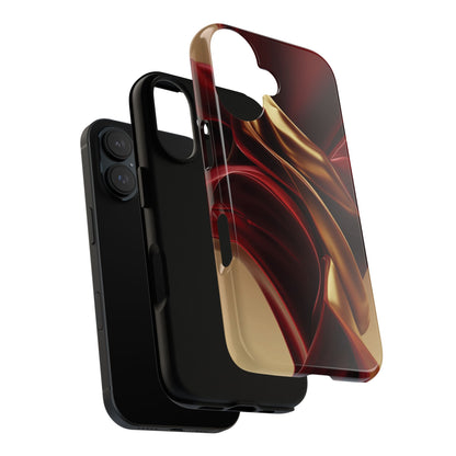 Protective Phone Case — Red & Gold Satin Swirl Design