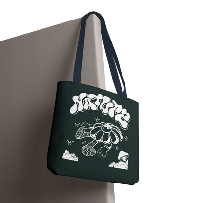 Nature Flower Tote Bag — Retro Smiling Daisy Graphic Tote