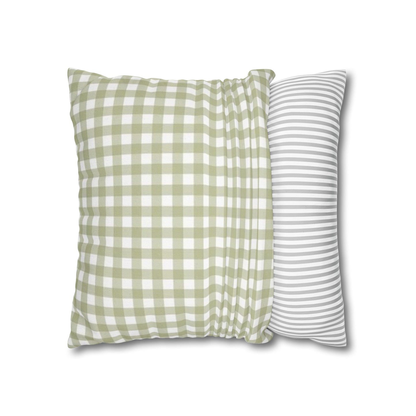 Christmas Throw Pillowcase — "’Tis the Season" Green Gingham with Red Bow