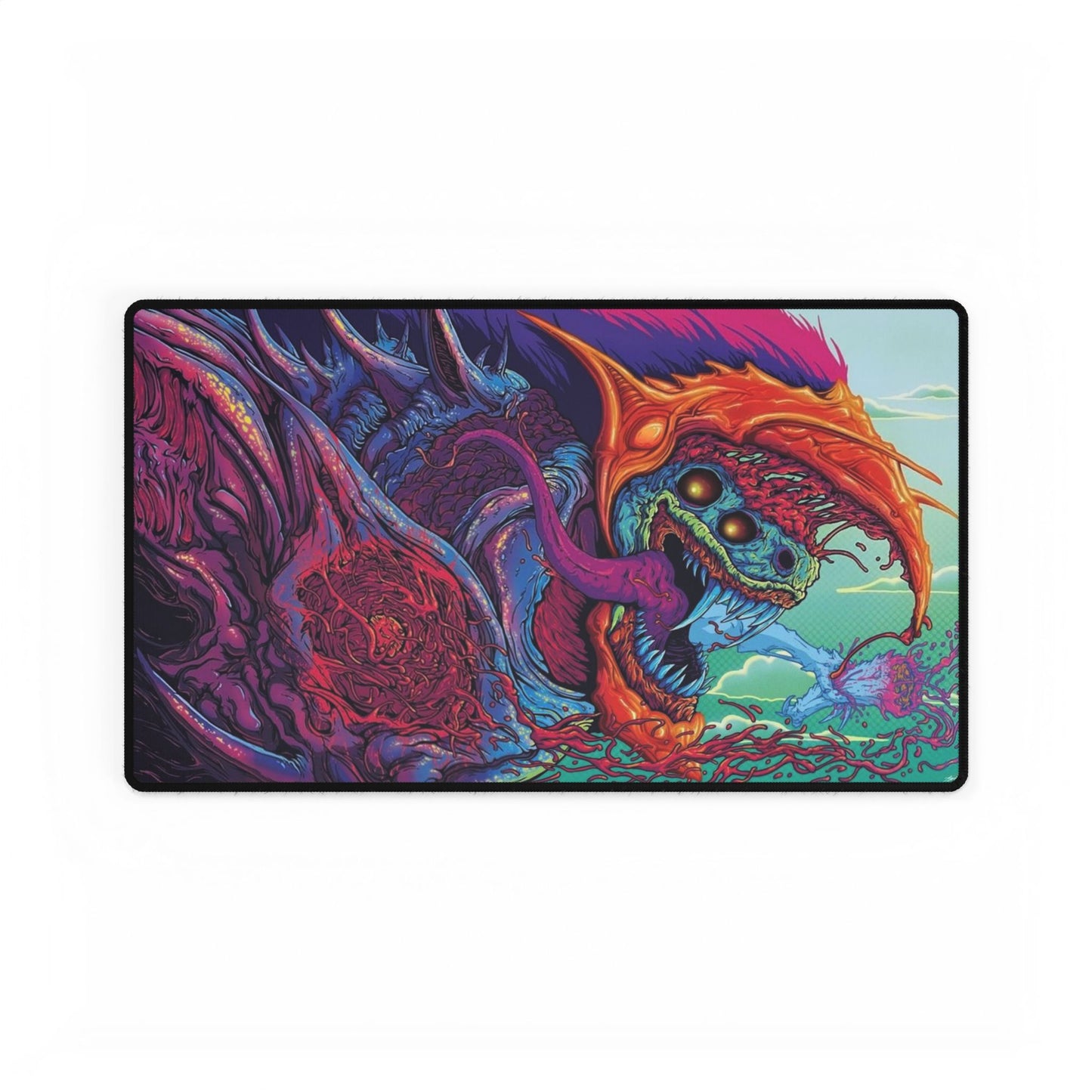 Psychedelic Monster Desk Mat — Colorful Skull Creature Gaming Mouse Pad