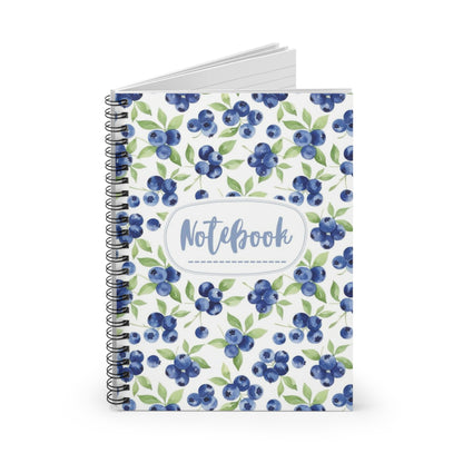 Blueberry Floral Spiral Notebook – Ruled Journal with "Notebook" Script Cover