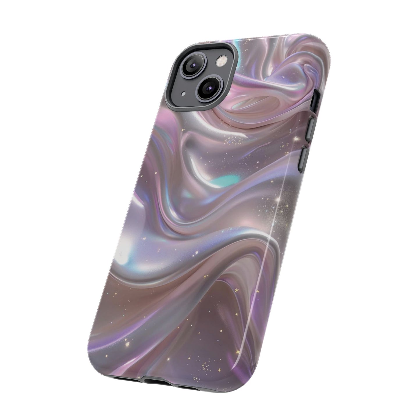Iridescent Marble Tough Phone Case — Shimmery Swirl Protective Cover
