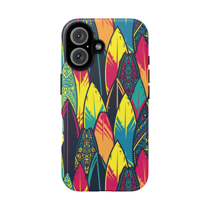 Colorful Surfboard Pattern Tough Phone Case — Tropical Beach Vibe