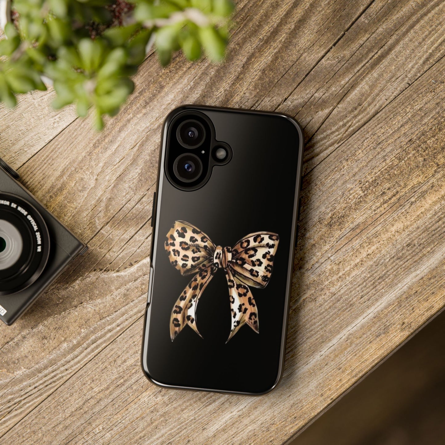 Leopard Bow Phone Case — Chic Animal Print Protective Cover