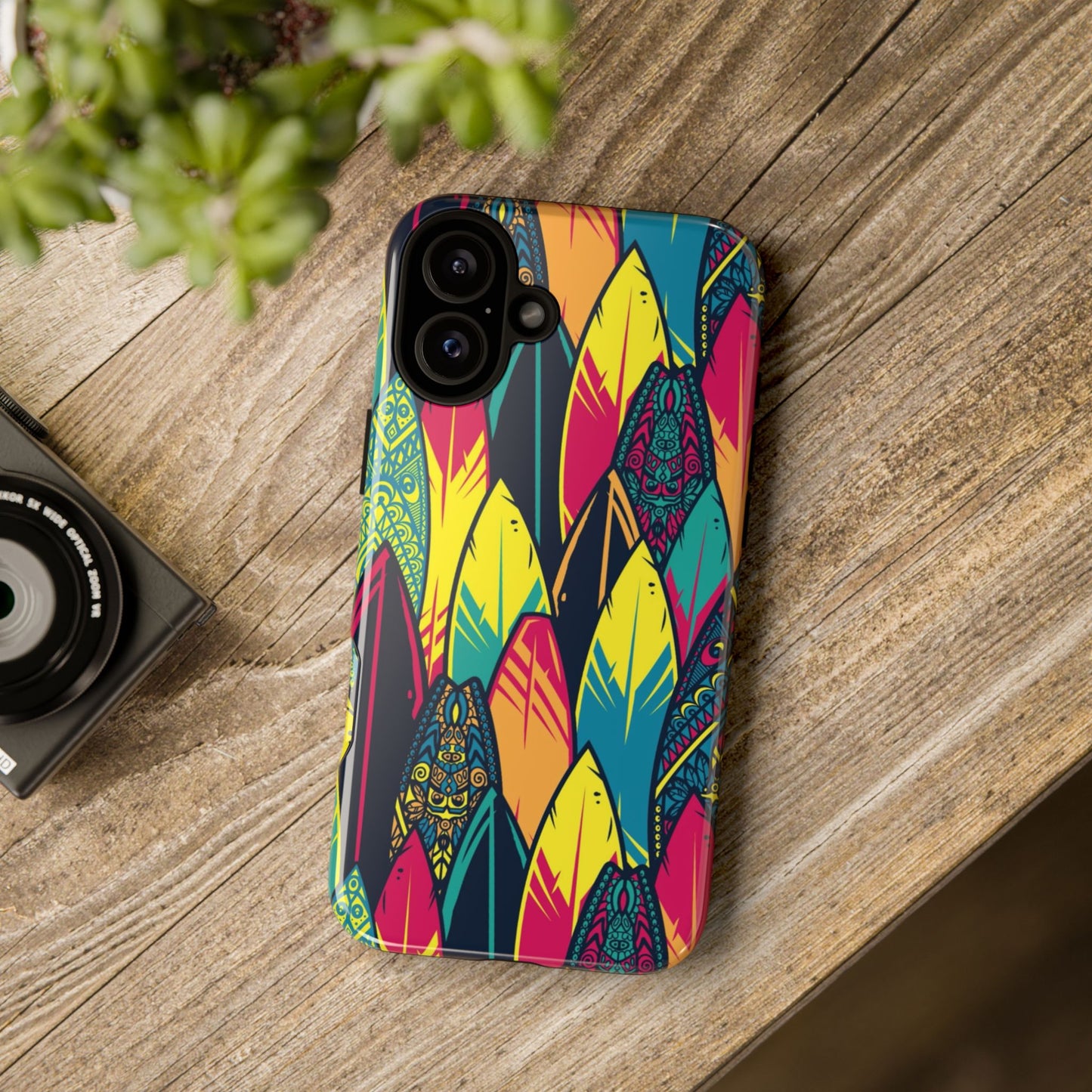 Colorful Surfboard Pattern Tough Phone Case — Tropical Beach Vibe