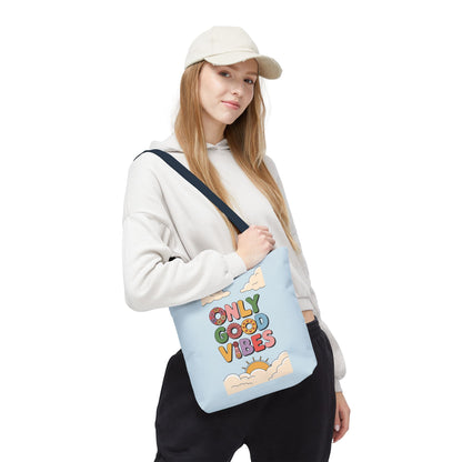 Only Good Vibes Tote Bag — Retro Sunny Peaceful Graphic Canvas Tote