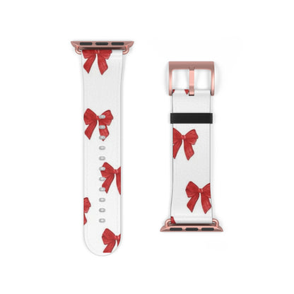 Watch Band — Red Bow Pattern Holiday Strap