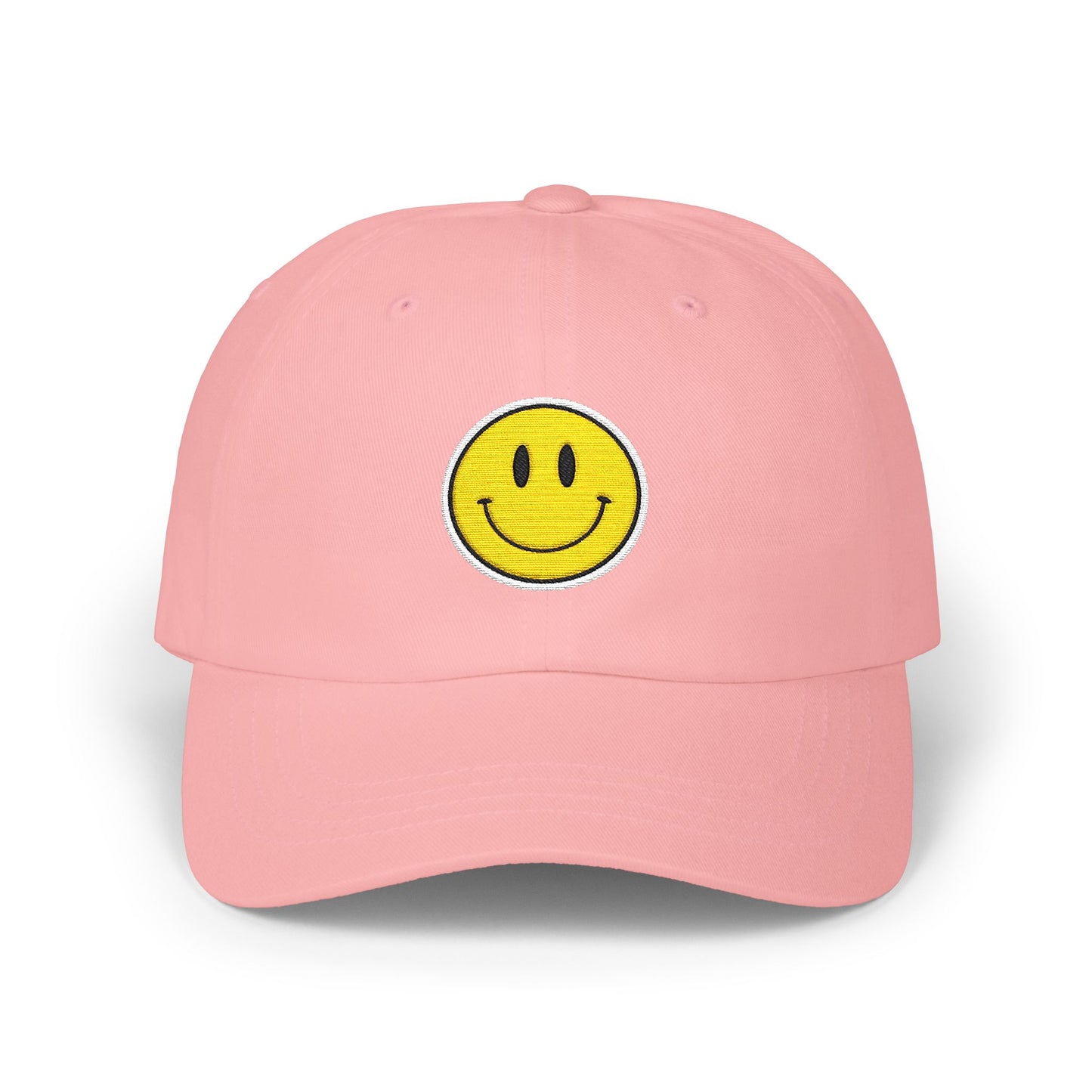 Smiley Face Dad Cap - Embroidered Yellow Smile Baseball Hat