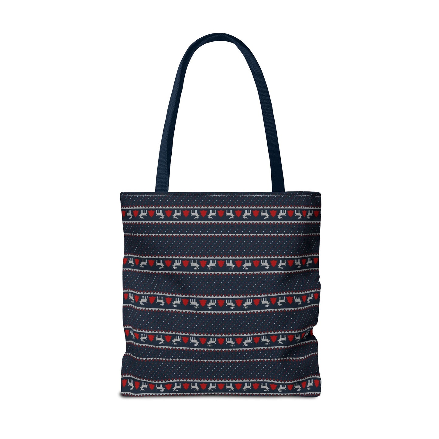 Holiday Reindeer Stripe Tote Bag — Festive Christmas Pattern Tote