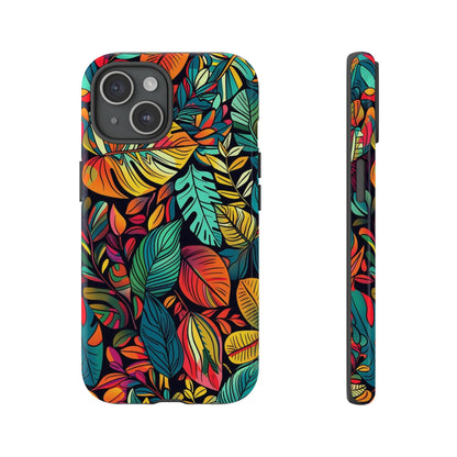Colorful Tropical Leaves Phone Case — Vibrant Botanical Protective Cover