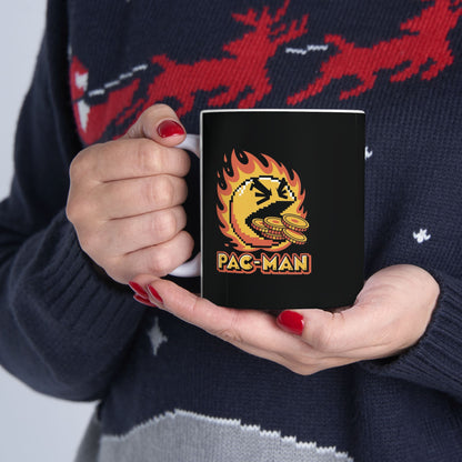 Pac-Man Retro Flame Mug — Vintage Arcade Gaming Coffee Cup (11oz, 15oz)