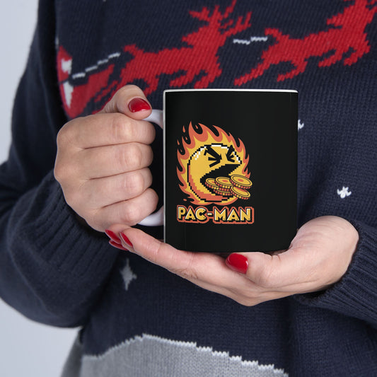 Pac-Man Retro Flame Mug — Vintage Arcade Gaming Coffee Cup (11oz, 15oz)