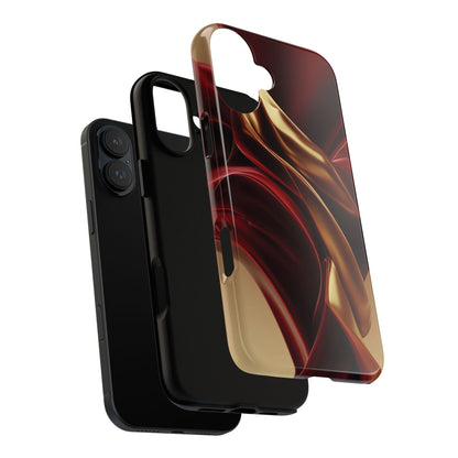 Protective Phone Case — Red & Gold Satin Swirl Design