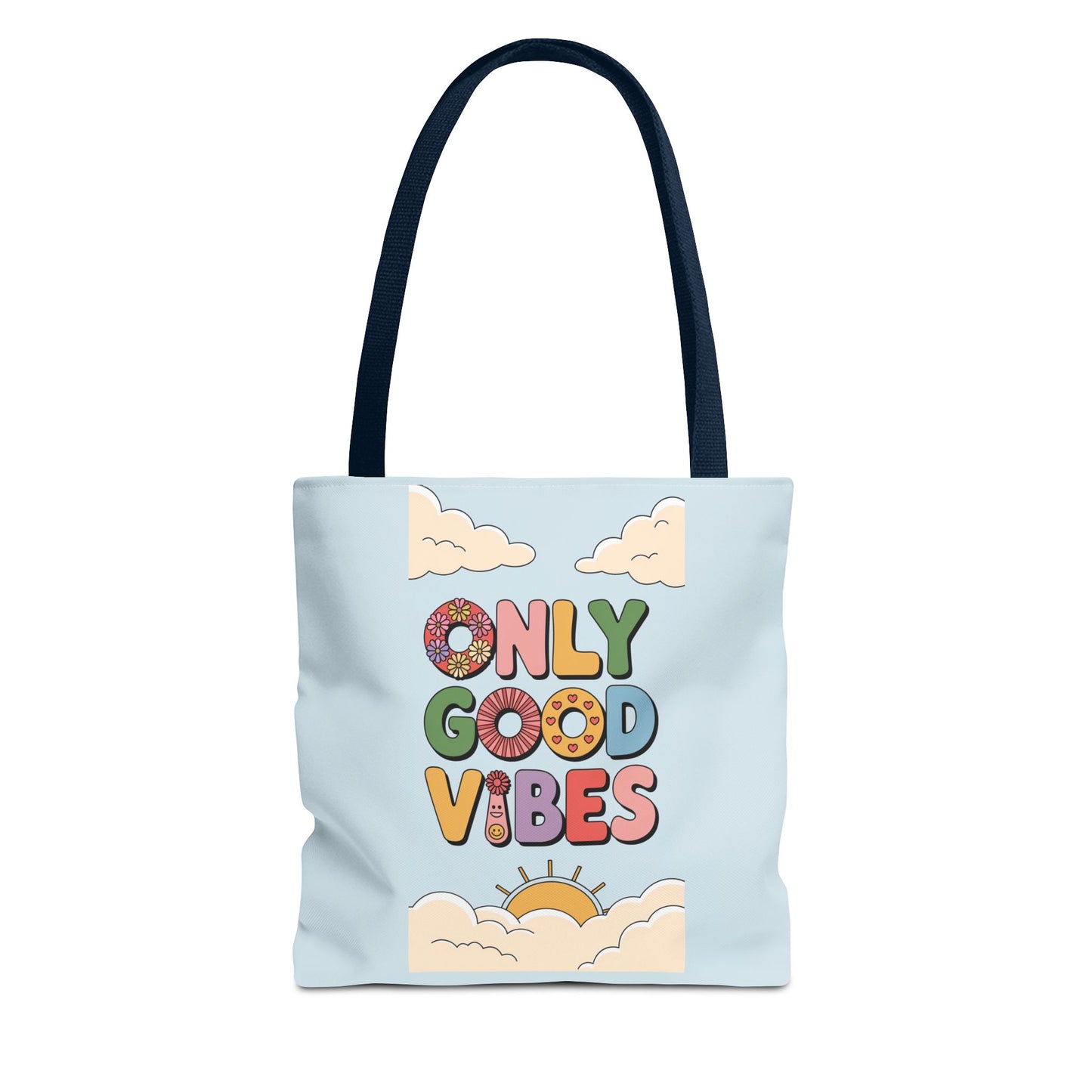Only Good Vibes Tote Bag — Retro Sunny Peaceful Graphic Canvas Tote