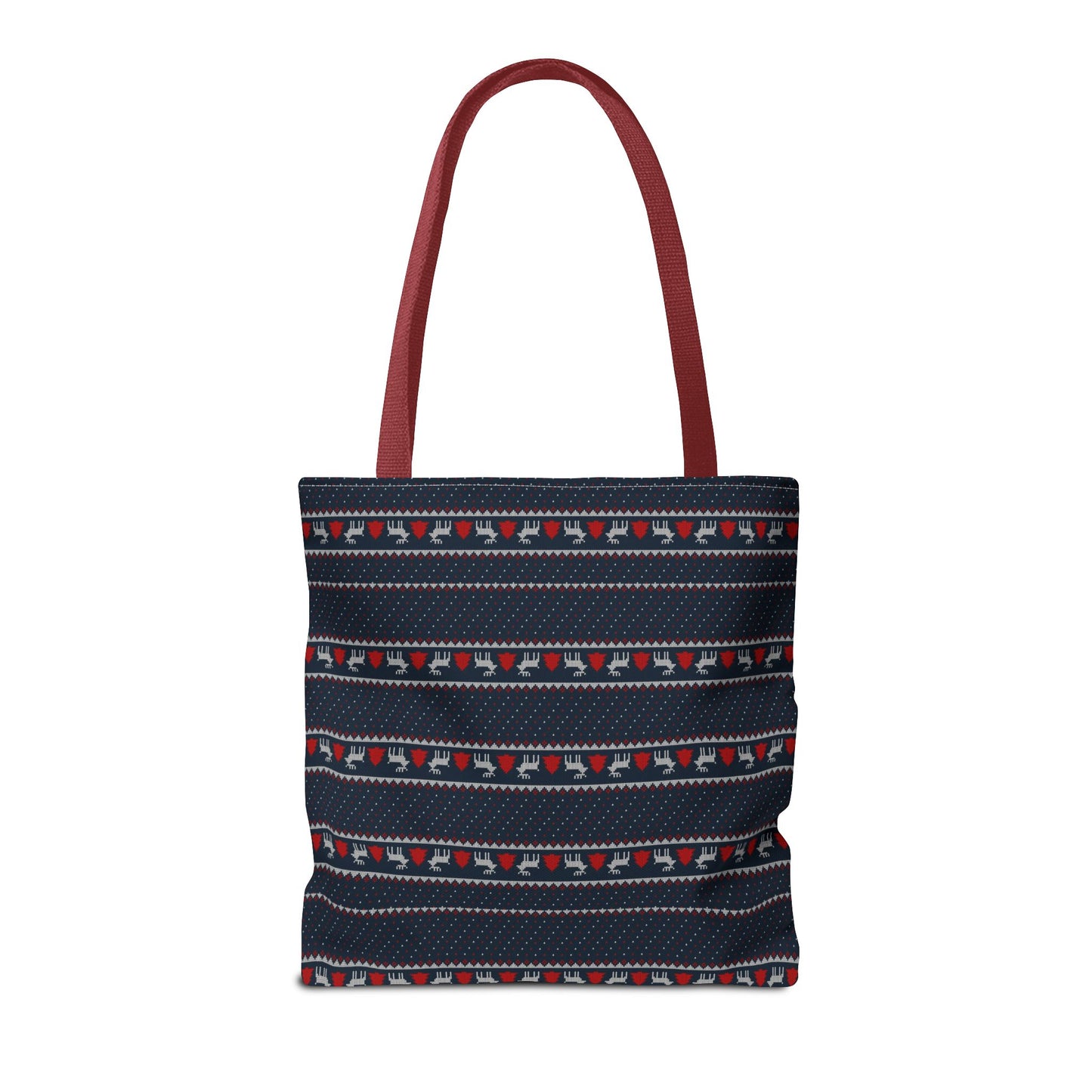 Holiday Reindeer Stripe Tote Bag — Festive Christmas Pattern Tote