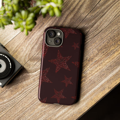 Glitter Red Star Tough Case — Shockproof iPhone Protective Cover