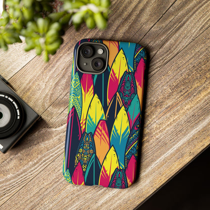 Colorful Surfboard Pattern Tough Phone Case — Tropical Beach Vibe