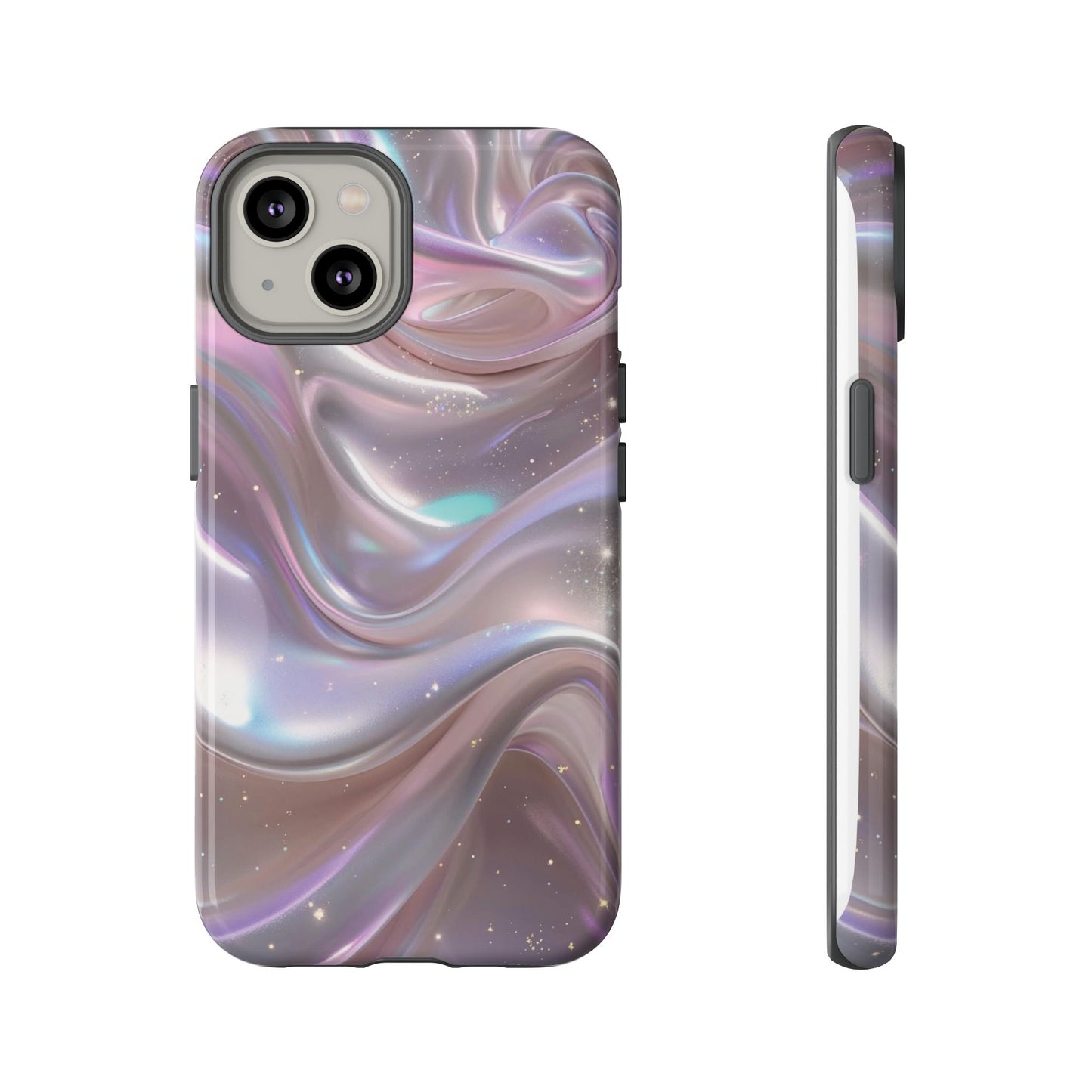 Iridescent Marble Tough Phone Case — Shimmery Swirl Protective Cover