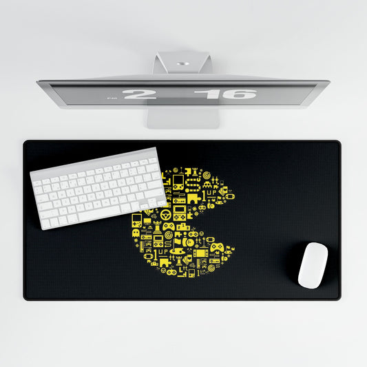 Retro Arcade Pac-Man Tech Desk Mat — Large Gaming Mousepad