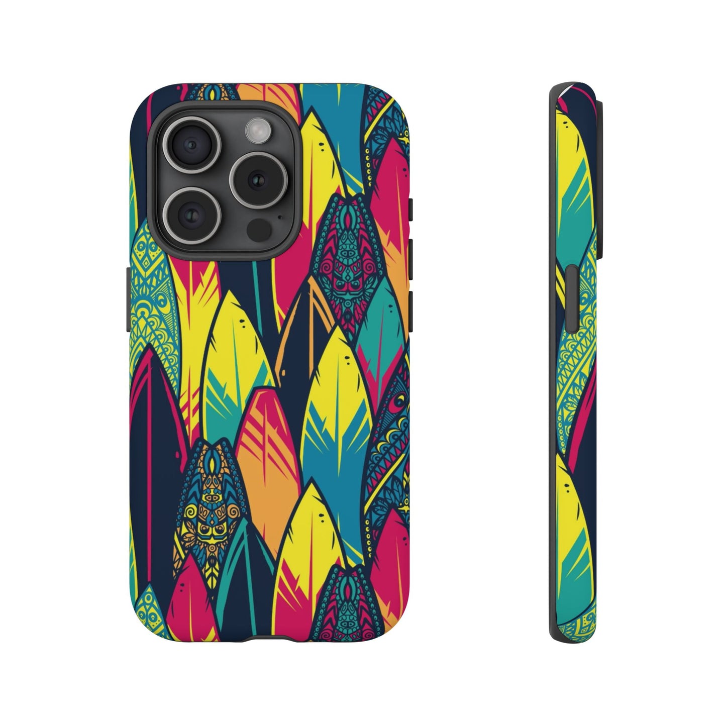 Colorful Surfboard Pattern Tough Phone Case — Tropical Beach Vibe