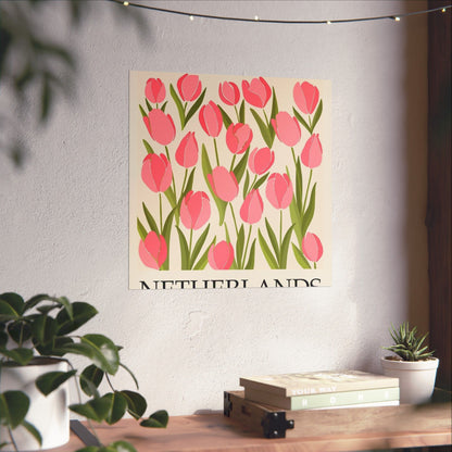 Netherlands Flower Market Poster – Pink Tulip Matte Vertical Art Print