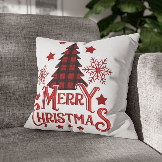 Christmas Plaid Tree Pillowcase — Merry Christmas Decorative Throw Pillow Cover