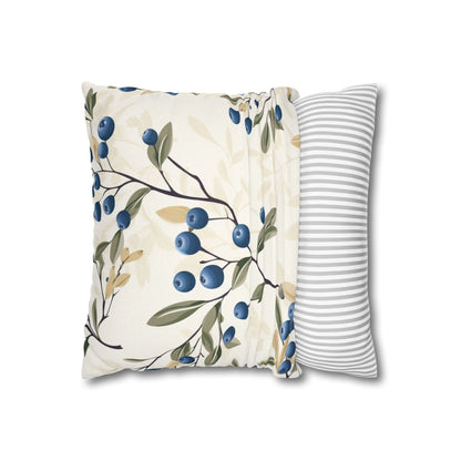 Blueberry Branch Decorative Pillowcase — Floral Throw Pillow Cover