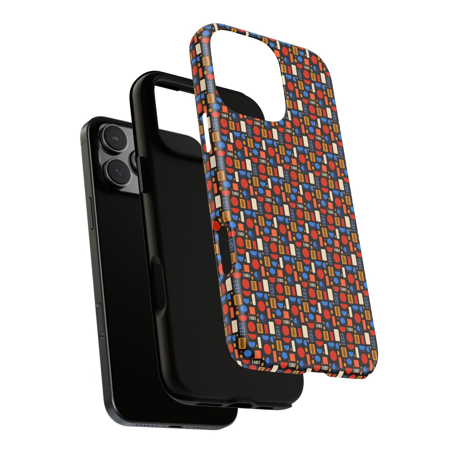 Geometric Retro Mosaic Tough Phone Case — Durable Colorful Protective Cover