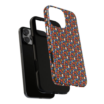 Geometric Retro Mosaic Tough Phone Case — Durable Colorful Protective Cover