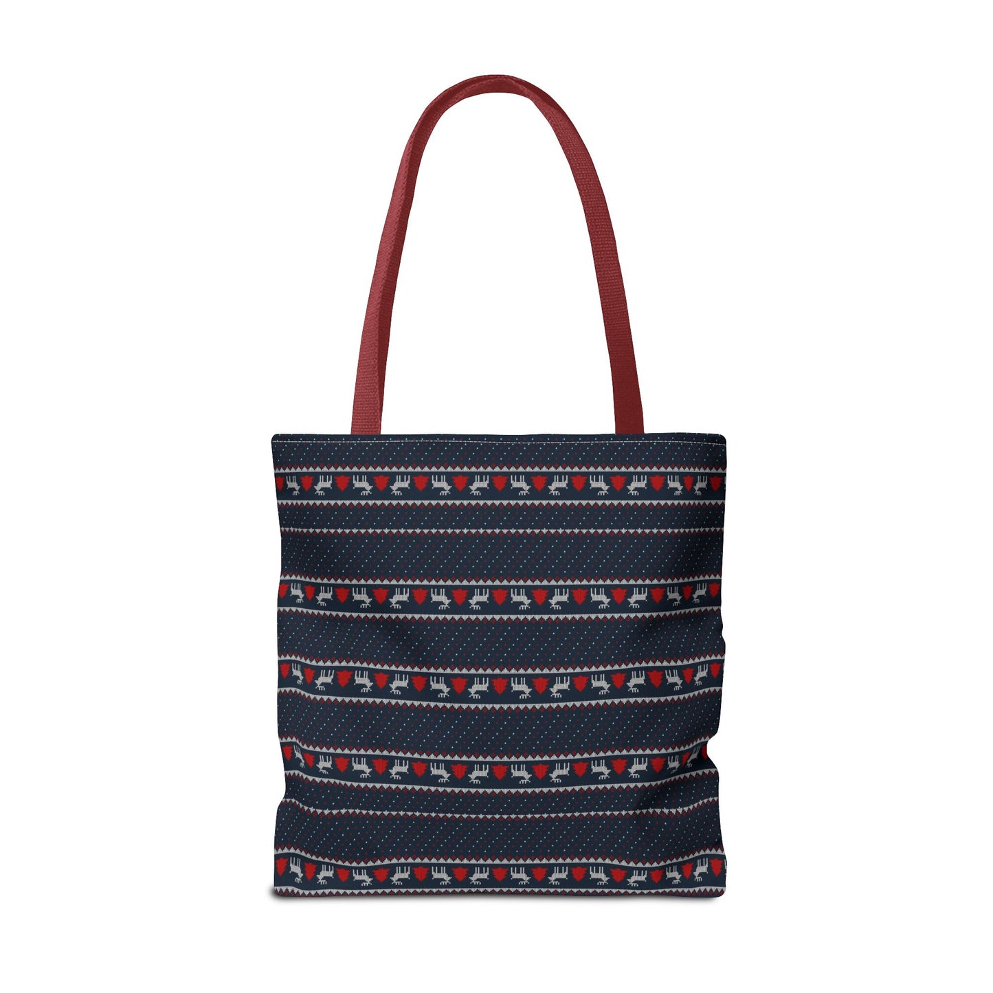 Holiday Reindeer Stripe Tote Bag — Festive Christmas Pattern Tote