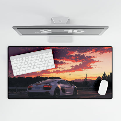 Sunset Supercar Desk Mat — Large Gaming/Work Mousepad with Scenic Car Print