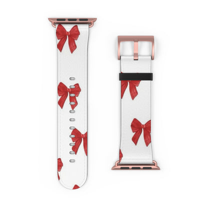 Watch Band — Red Bow Pattern Holiday Strap