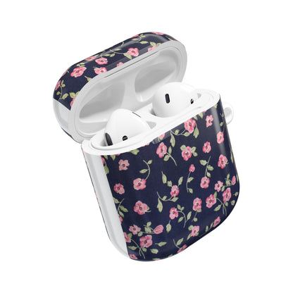 Floral Navy Pink Blossoms AirPod Case — Cute Protective Wireless Earbud Cover