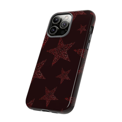 Glitter Red Star Tough Case — Shockproof iPhone Protective Cover