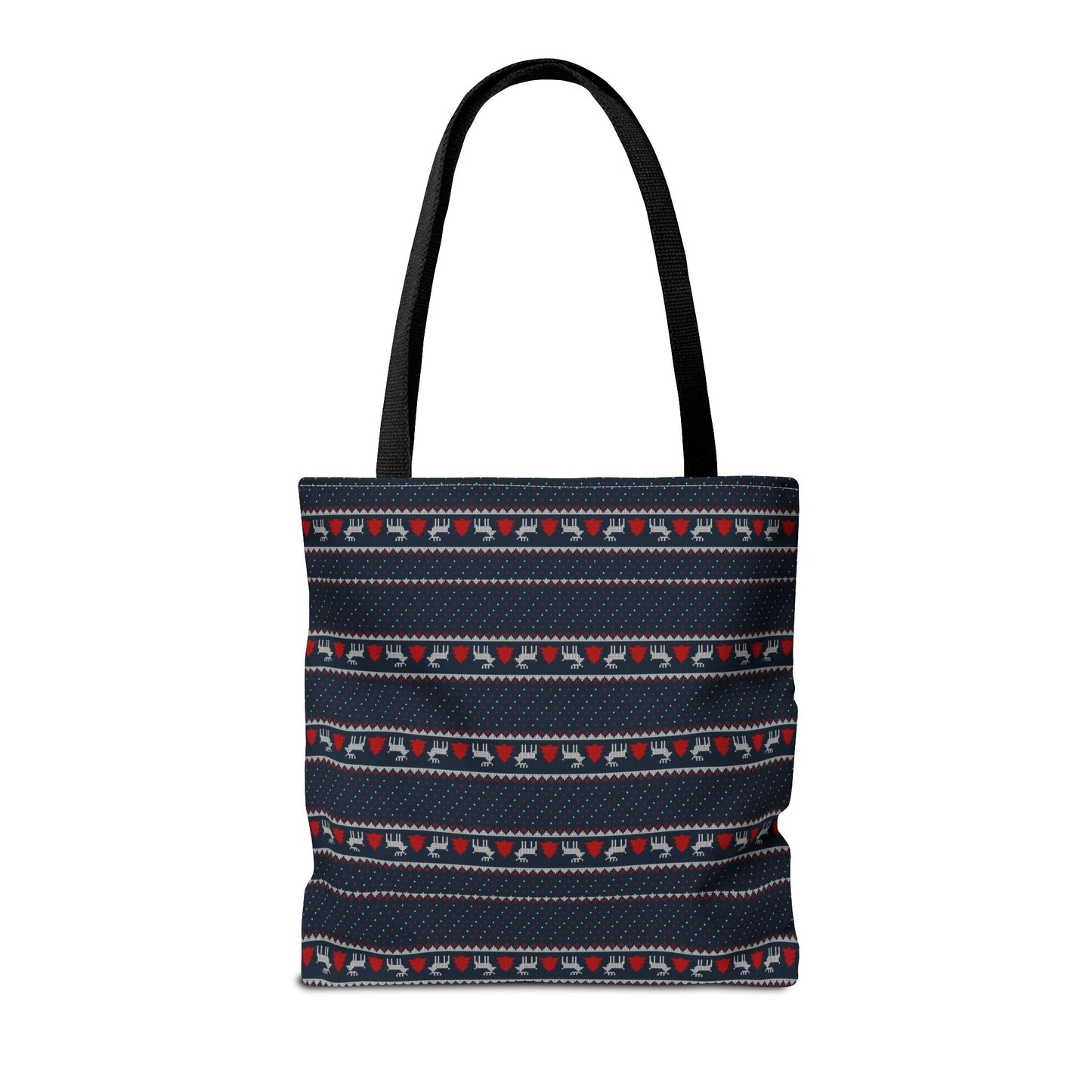 Holiday Reindeer Stripe Tote Bag — Festive Christmas Pattern Tote
