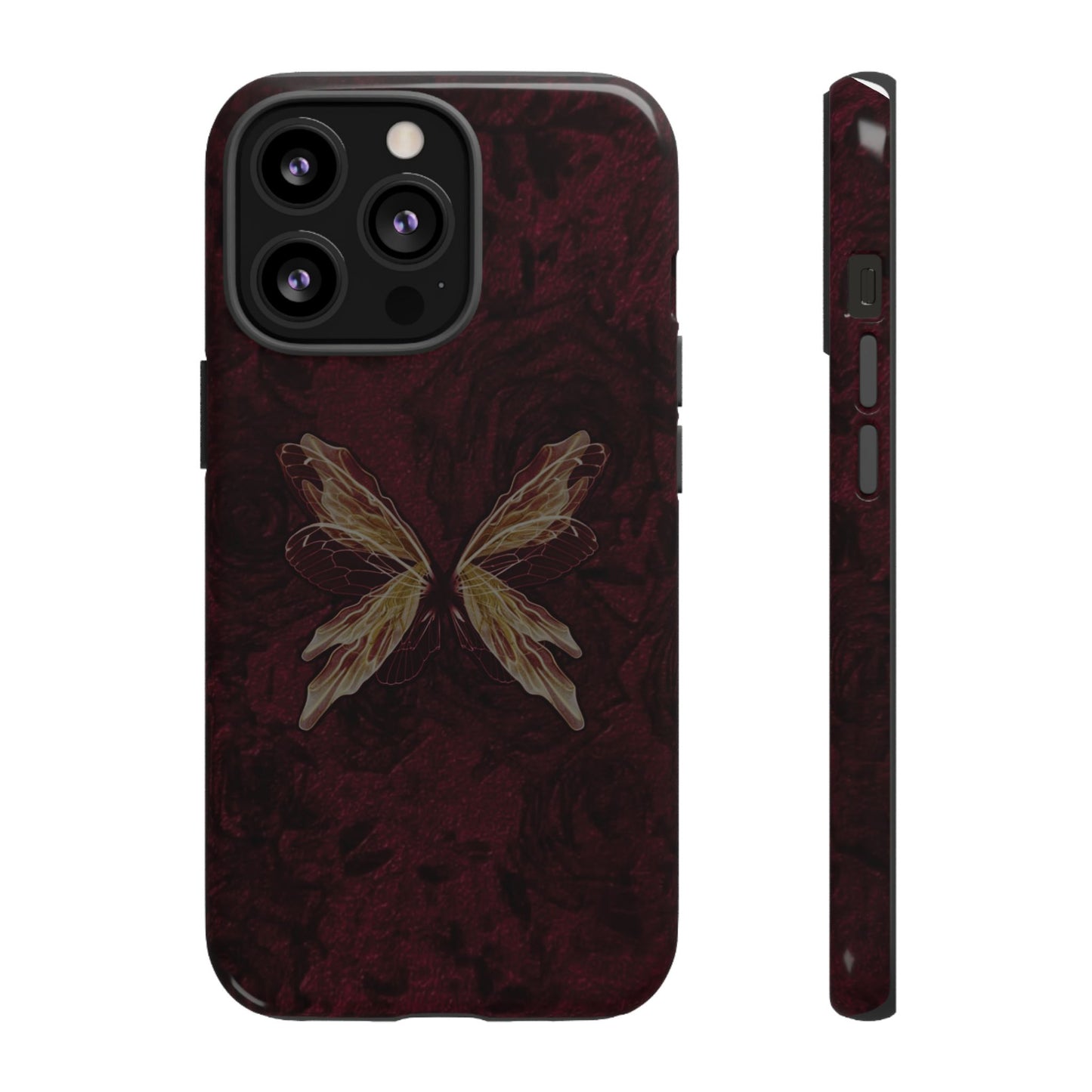 Butterfly Wing Tough Phone Case — Dark Maroon Protective iPhone Cover