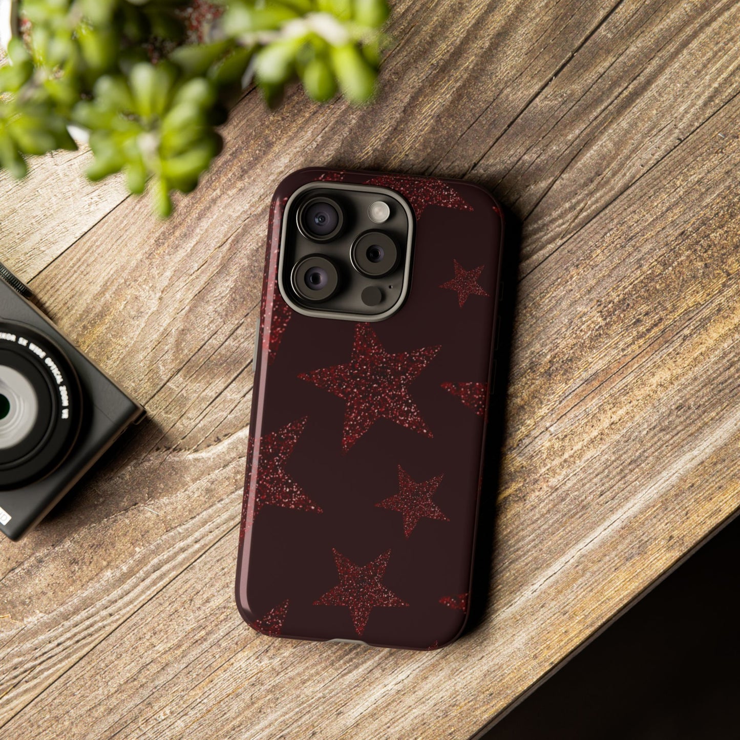 Glitter Red Star Tough Case — Shockproof iPhone Protective Cover